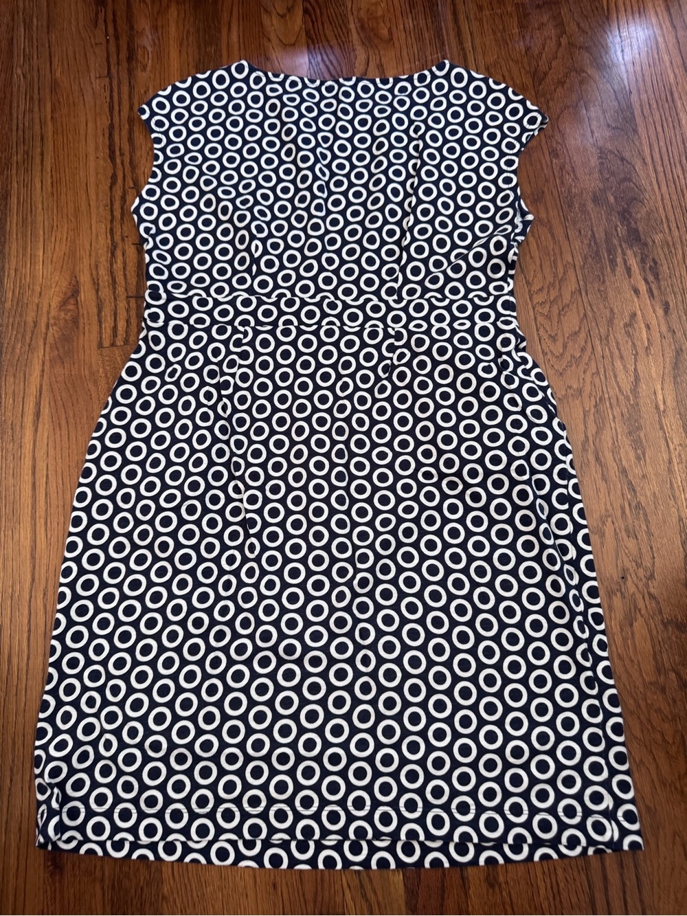 * Boden Navy and White casual Circle-Print Cap-Sleeve dress